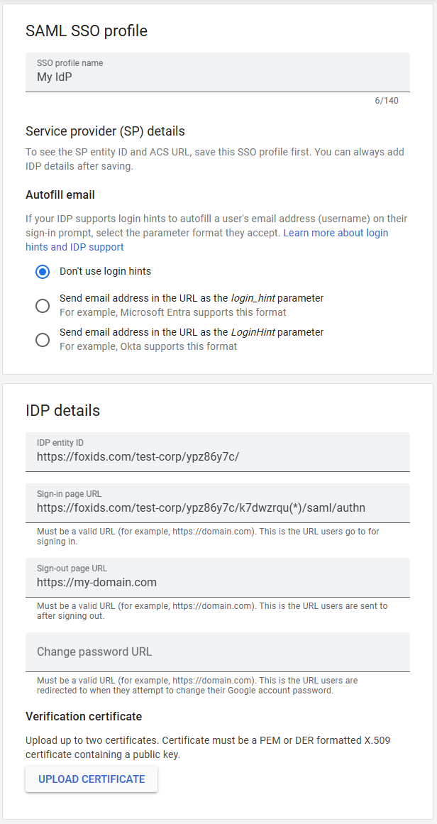 Konfigurer i Google Workspace