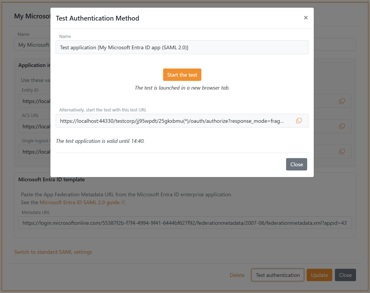 Microsoft Entra ID skabelon test