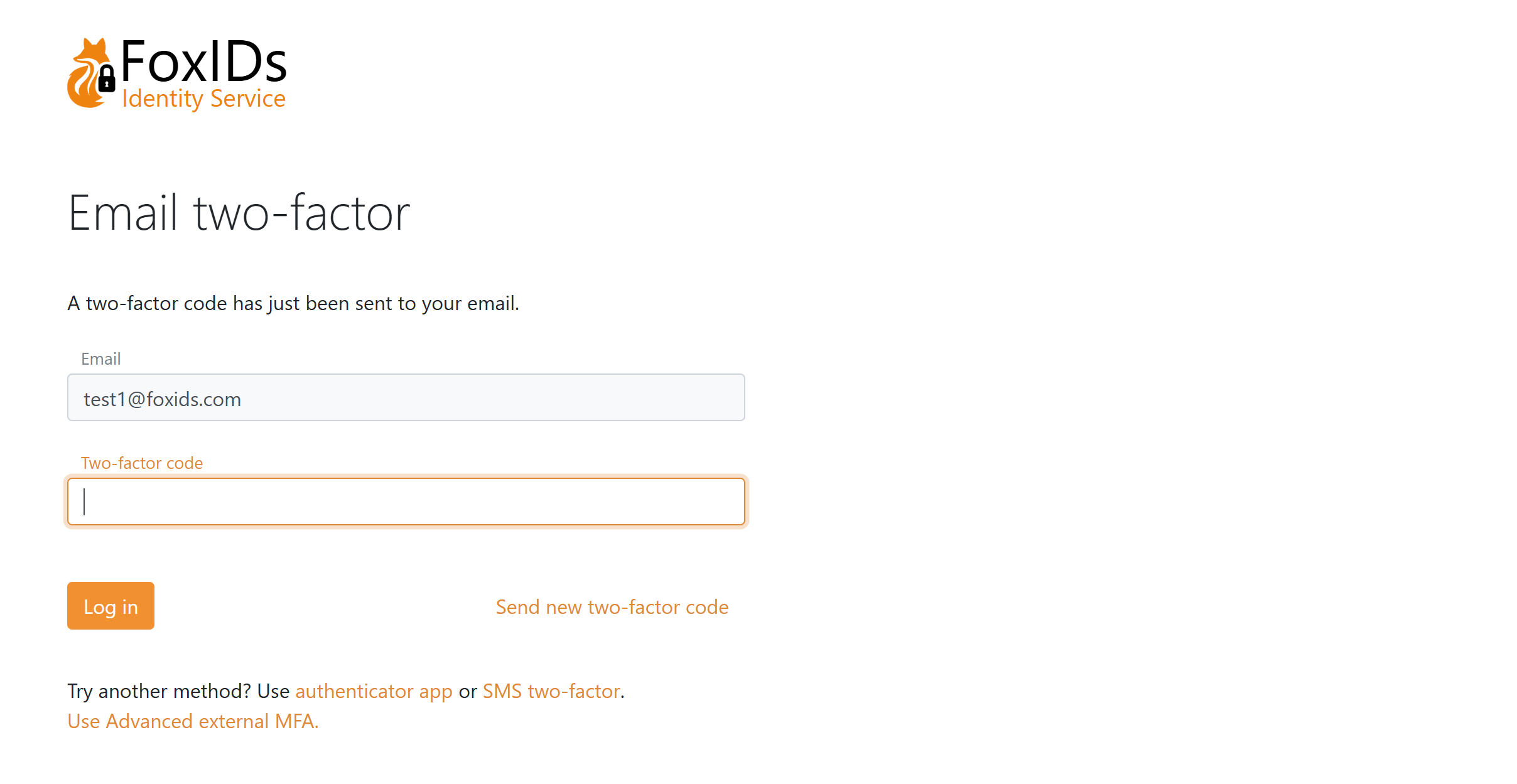MFA Email page