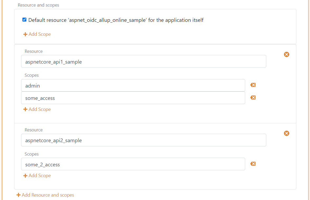 OpenID Connect Client Client - Resource Scopes