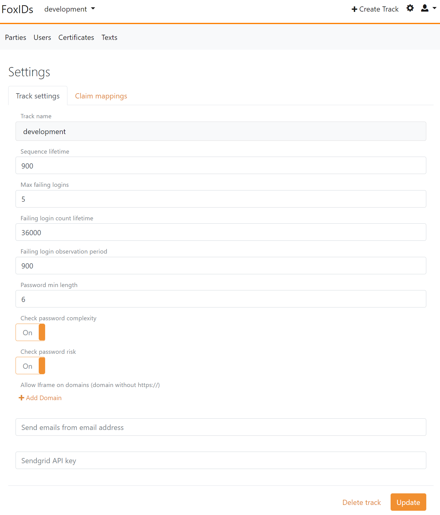 Configure environment settings