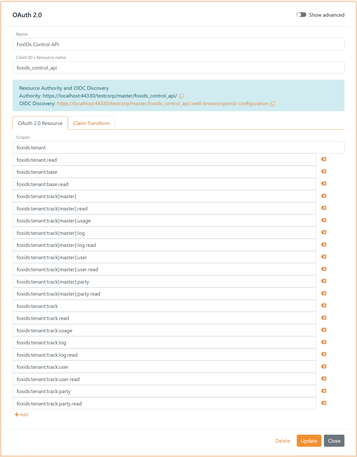 Configure foxids_control_api