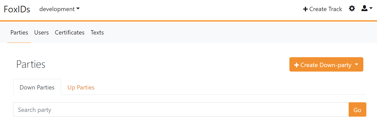 Configure down-parties and down-parties
