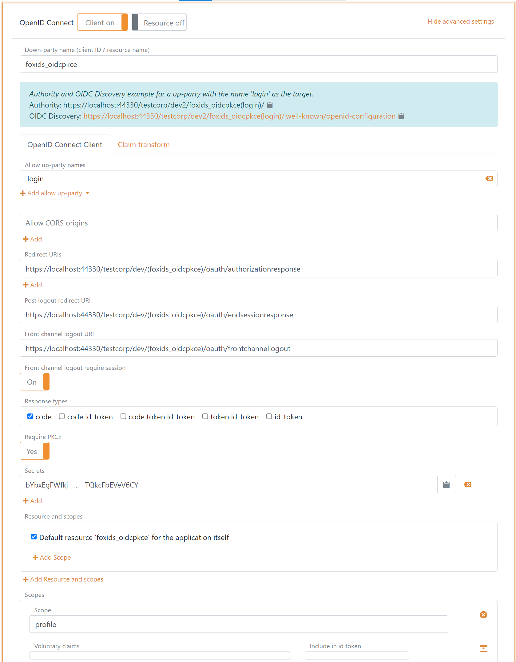 Parallel FoxIDs application registration client