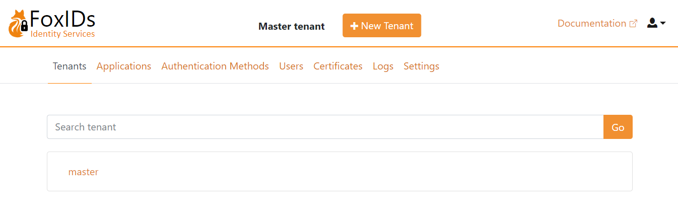 FoxIDs Control Client - Master tenant