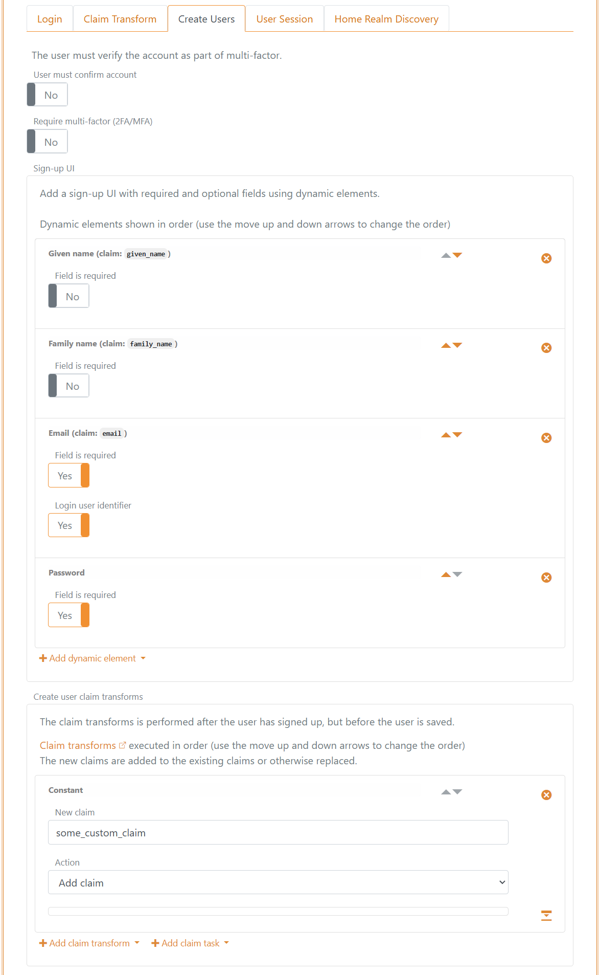 Login configuration - create an account online