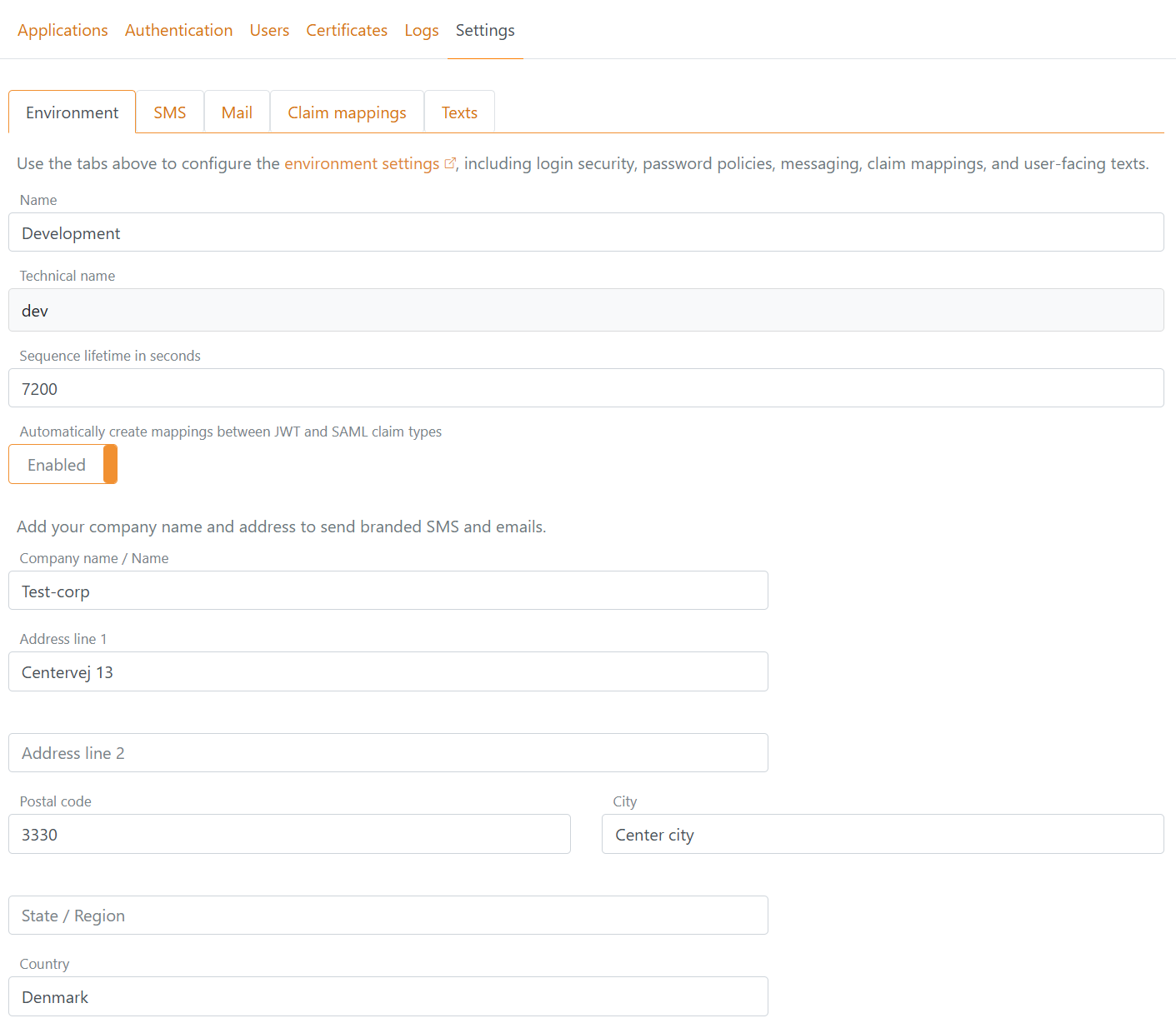Configure environment settings