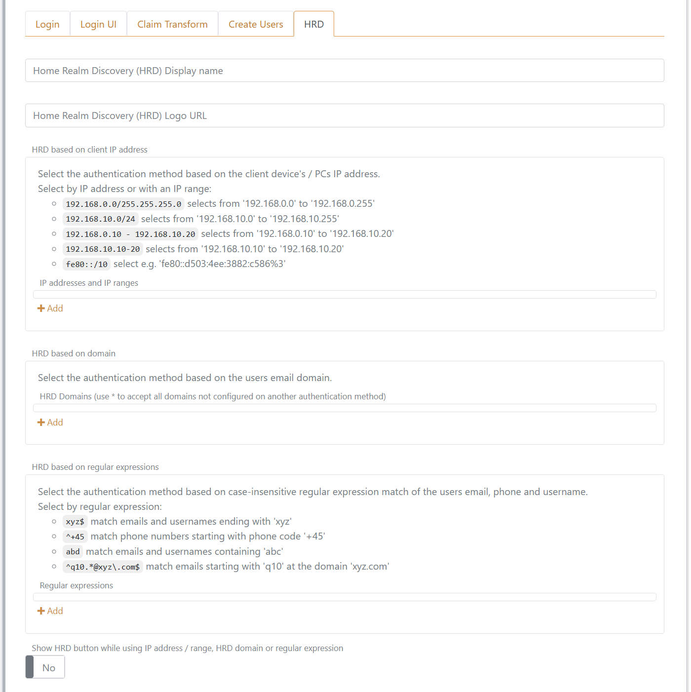 Home Realm Discovery configuration