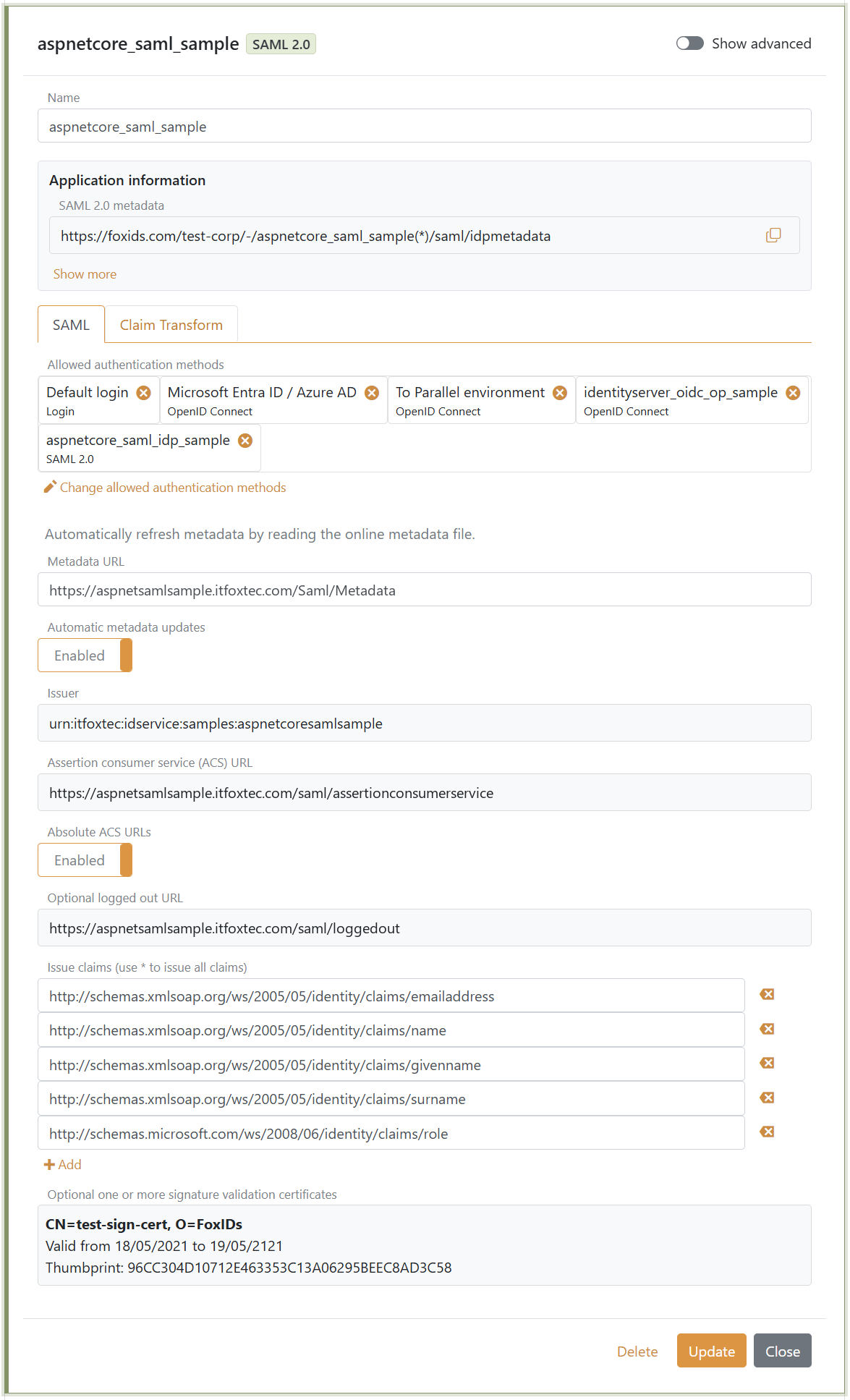 Configure SAML 2.0