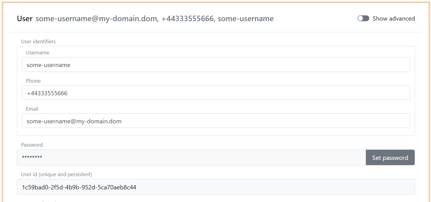 Configure user identifiers in login authentication method