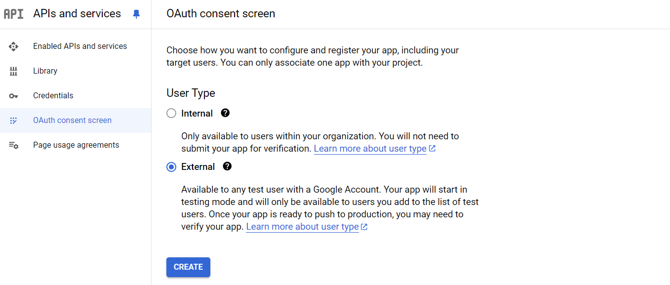 Select user type in Google