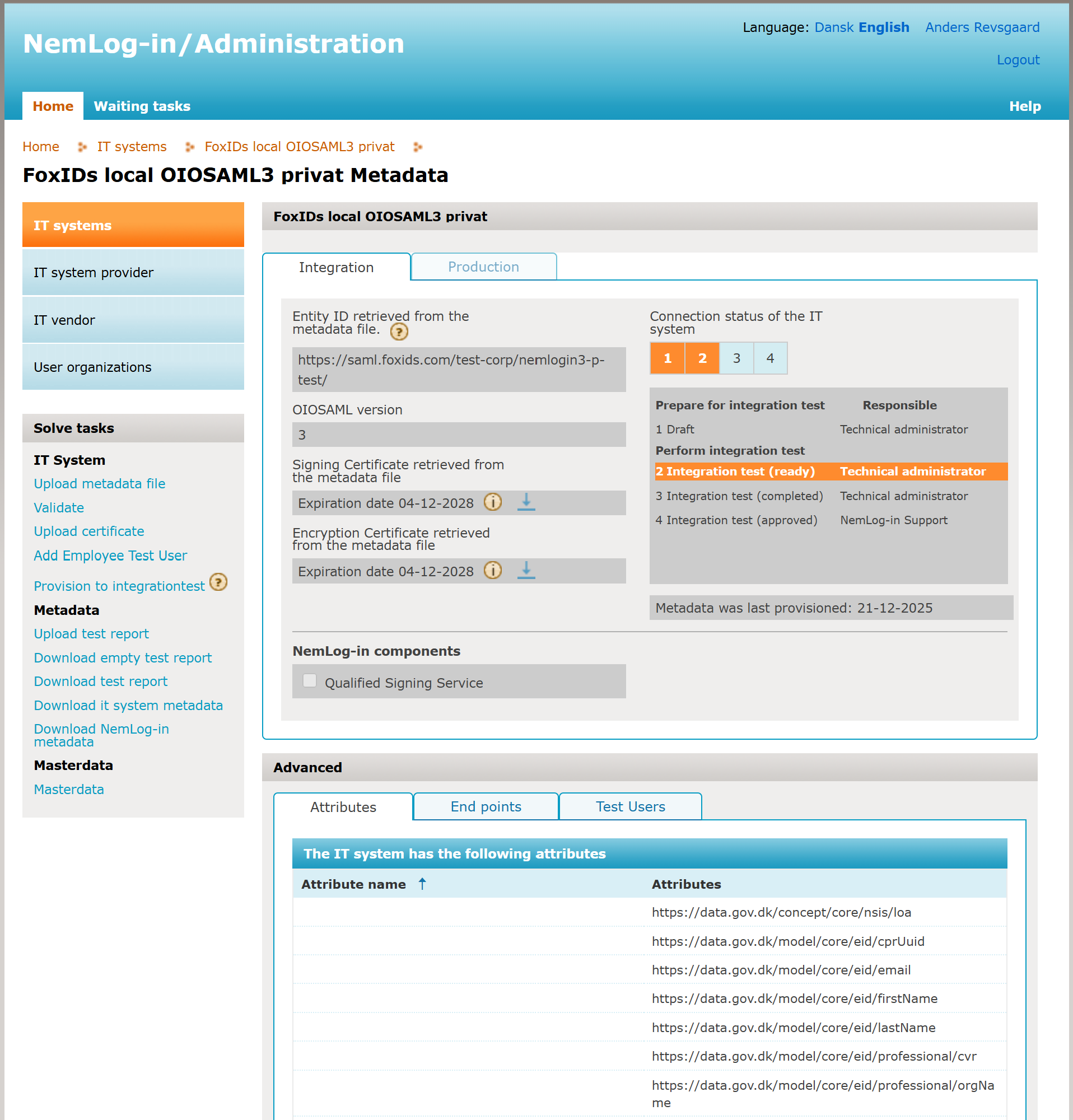 Upload NemLog-in metadata