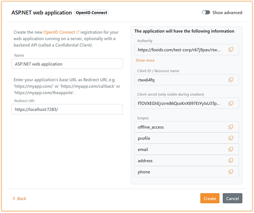 Add app in FoxIDs