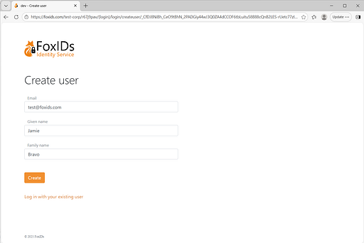 Create a test user