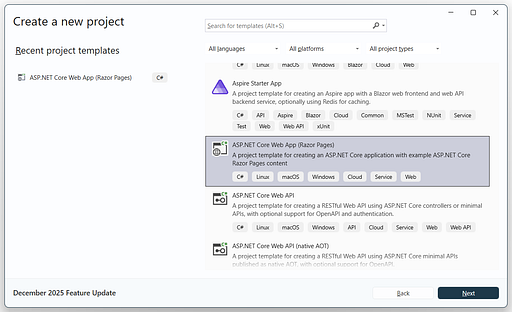Opret ASP.NET standardapplikation