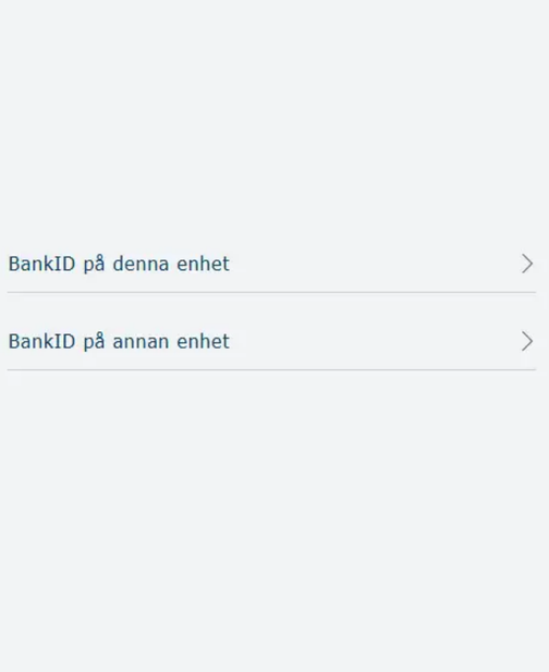 Page de connexion proposant BankID sur le même appareil ou sur un autre appareil.