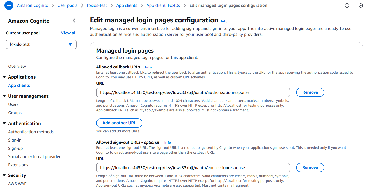 App client logout i Amazon Cognito