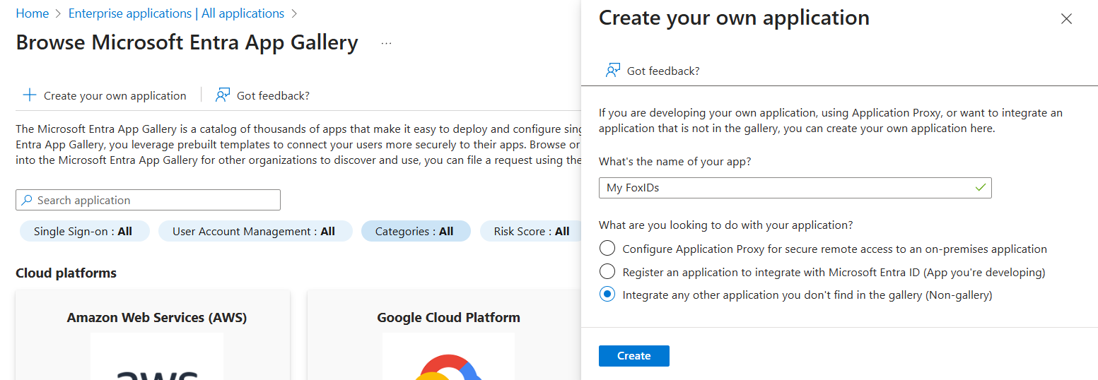 Opprett enterprise applikasjon