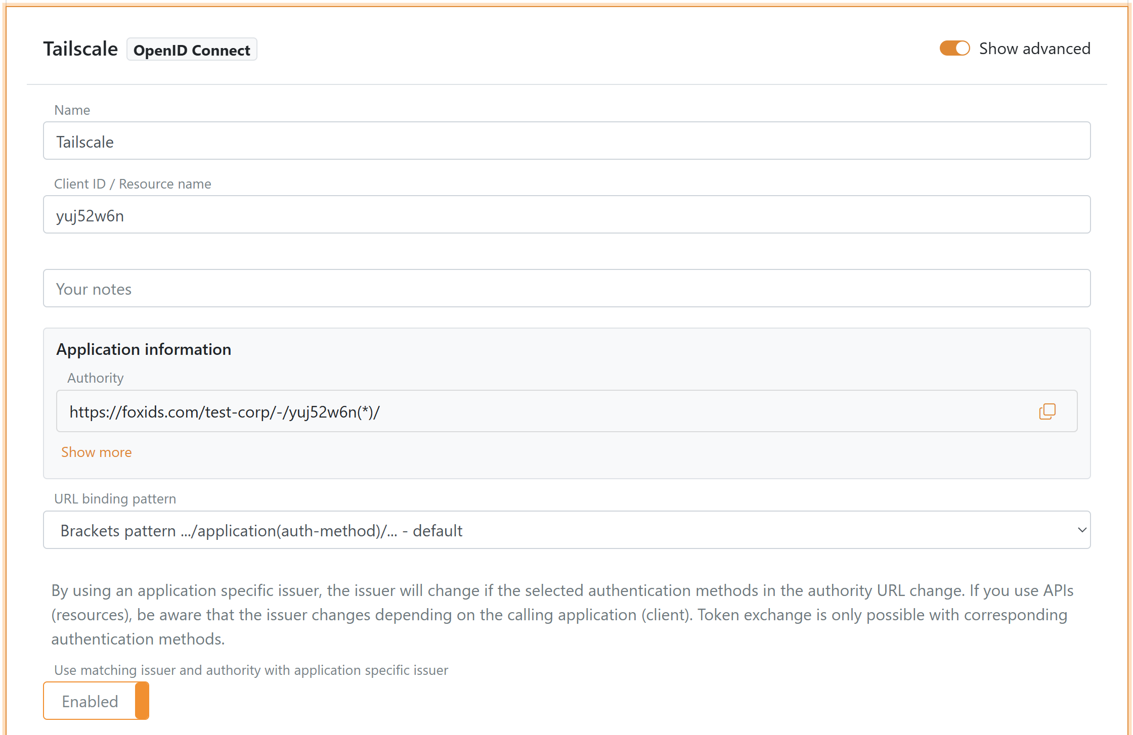 Gebruik matching issuer en authority voor OIDC app in FoxIDs