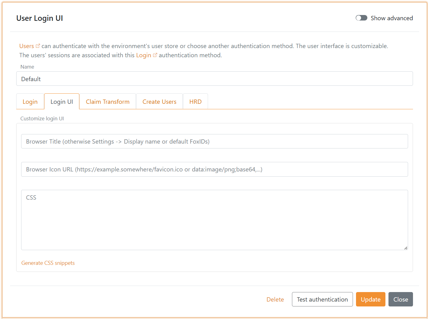 Configureer titel, pictogram en CSS