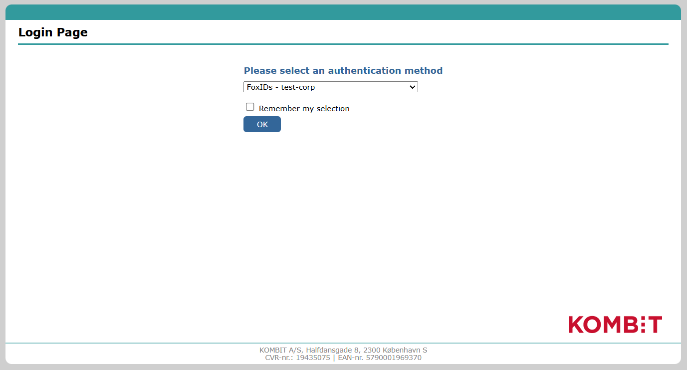 Selecteer FoxIDs test IdP