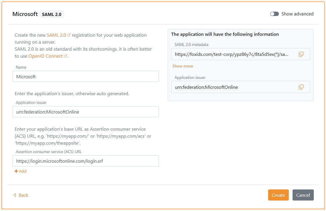 Add issuer and ACS in FoxIDs