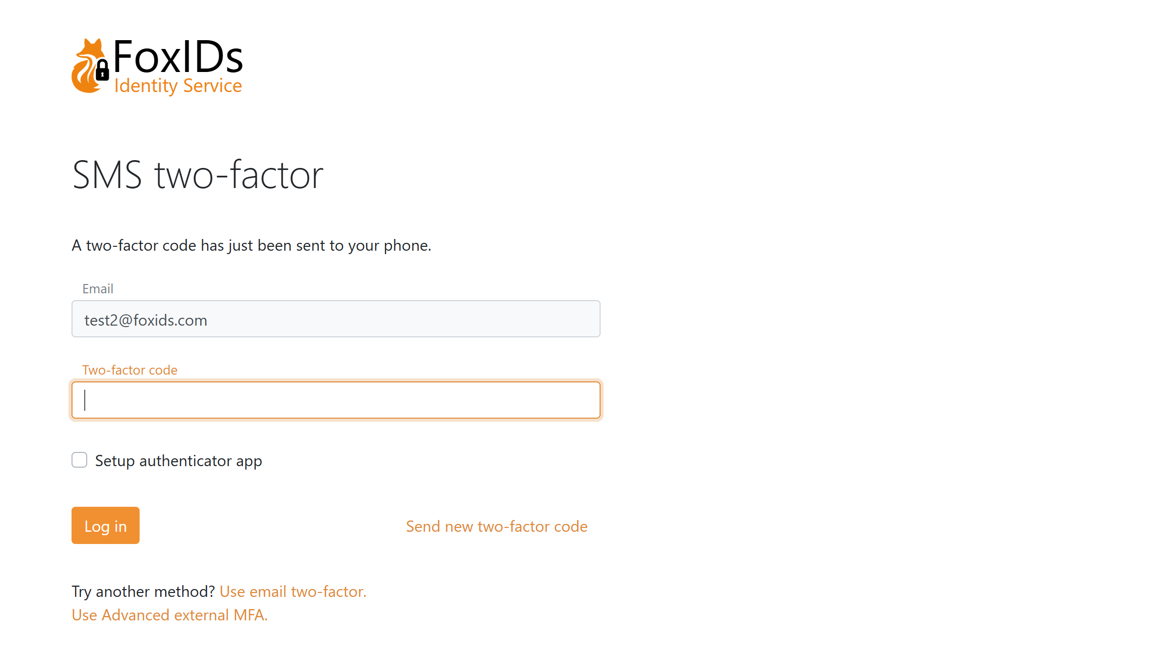 MFA SMS page