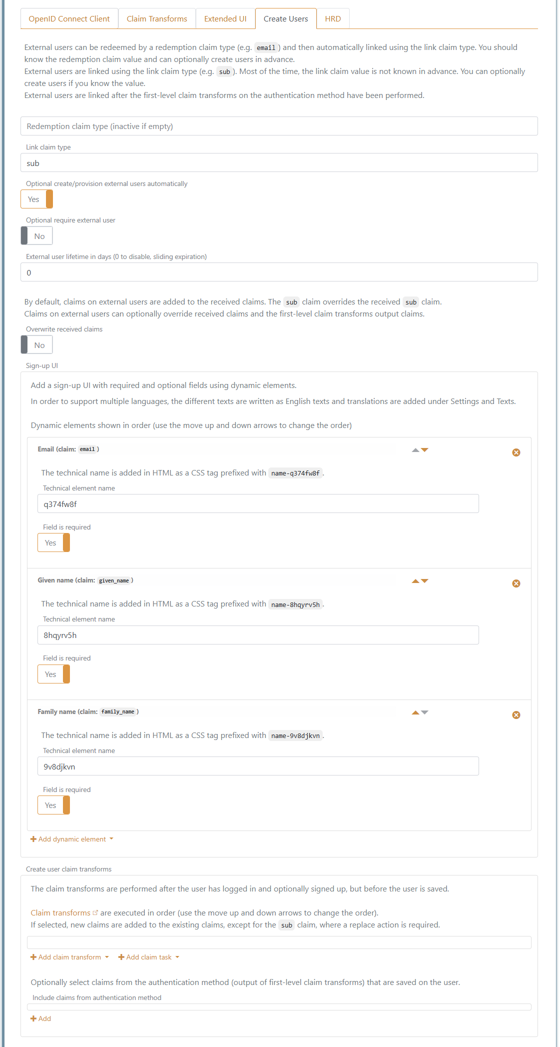 OpenID Connect configuration - create an account online