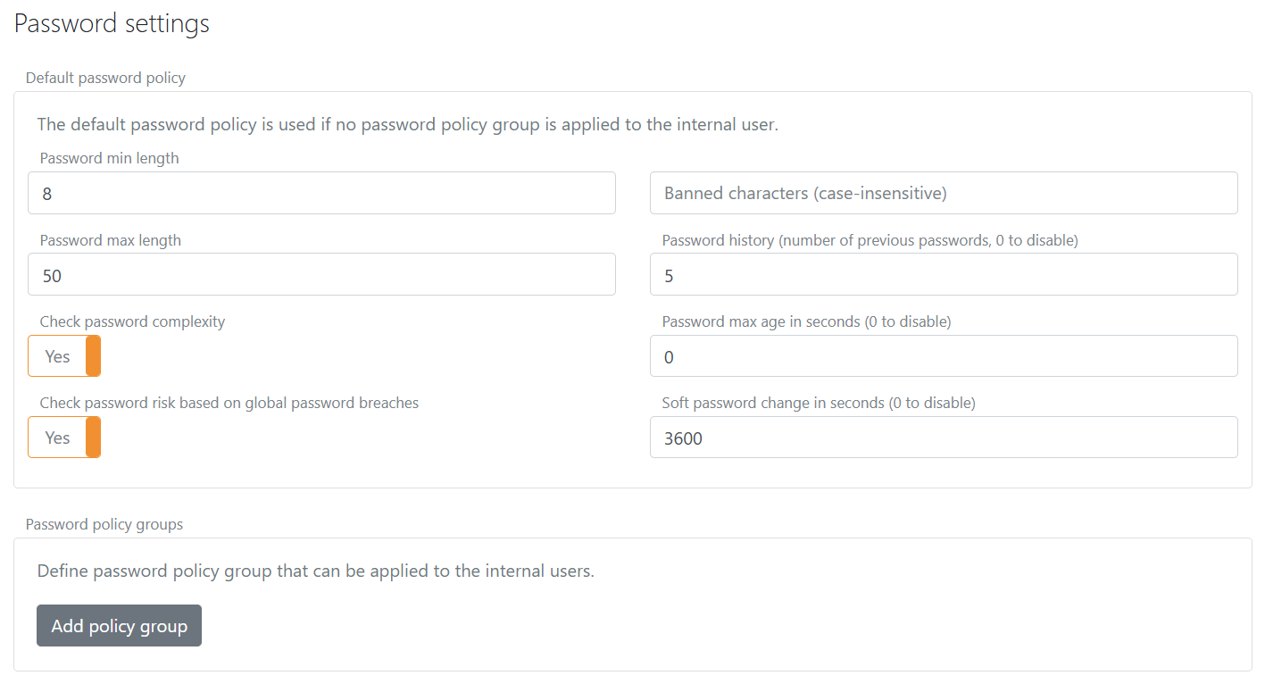 Built‑in password policy