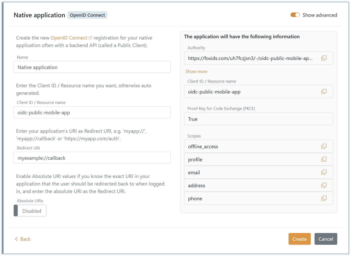 Skapa en native OpenID Connect-applikation med PKCE