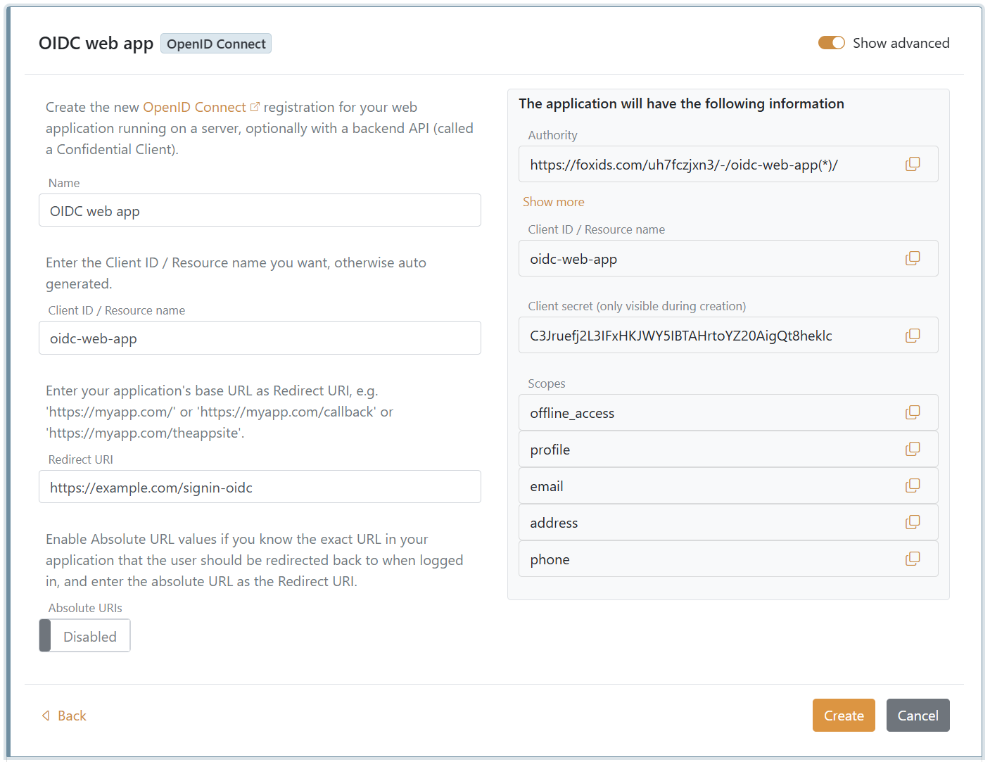 Skapa en OpenID Connect-webbapplikation