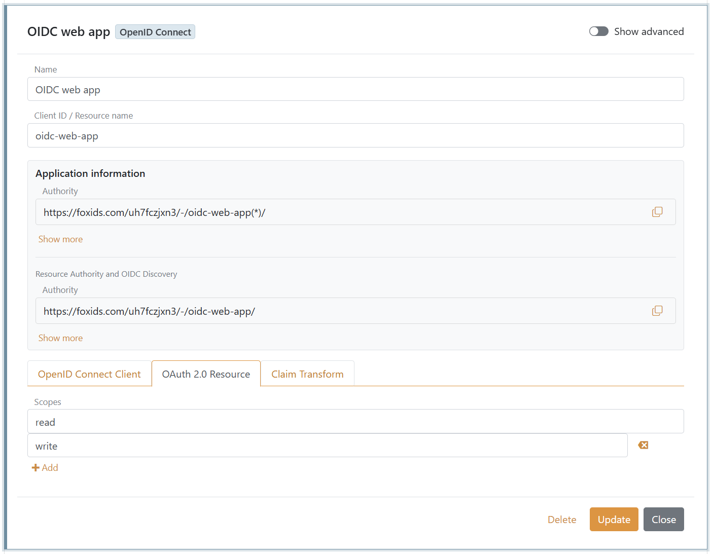 Konfigurera API-scopes i samma OpenID Connect-applikationsregistrering
