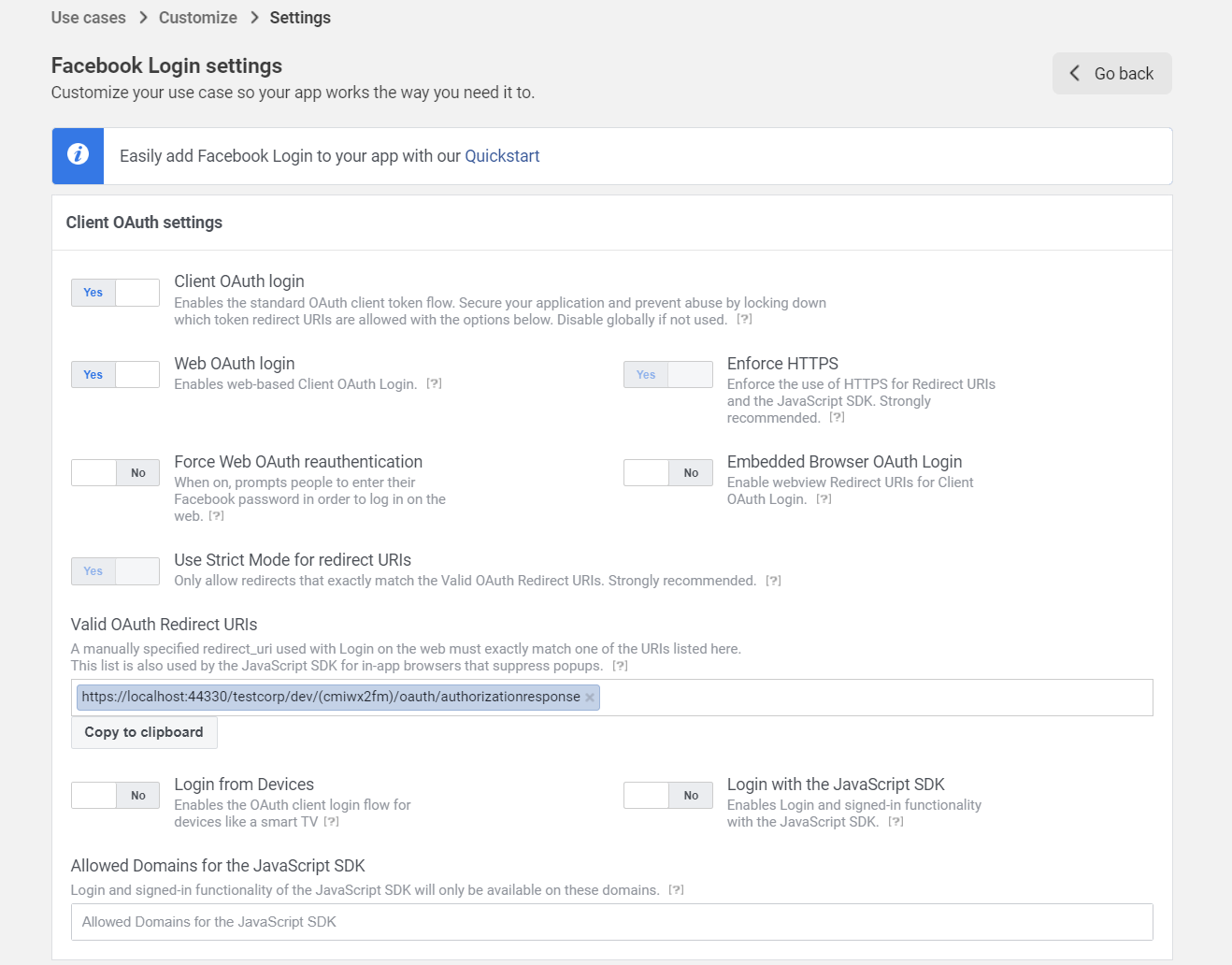 Redirect URL på Facebook