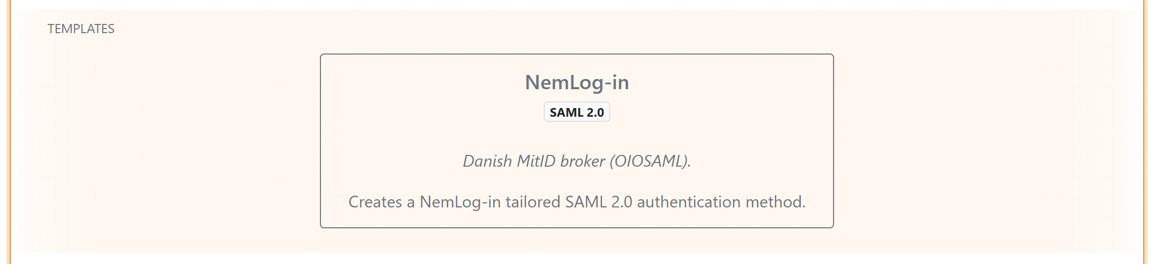 Välj NemLog-in mallen